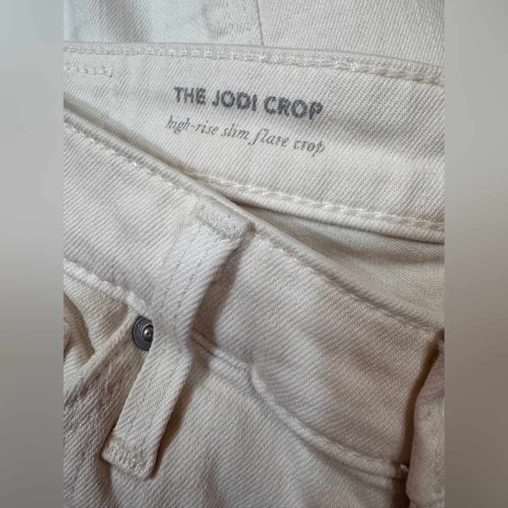 AG Adriano Goldschmied The Jodi Crop high-rise slim flare Ivory Center Seam EUC - Picture 5 of 7